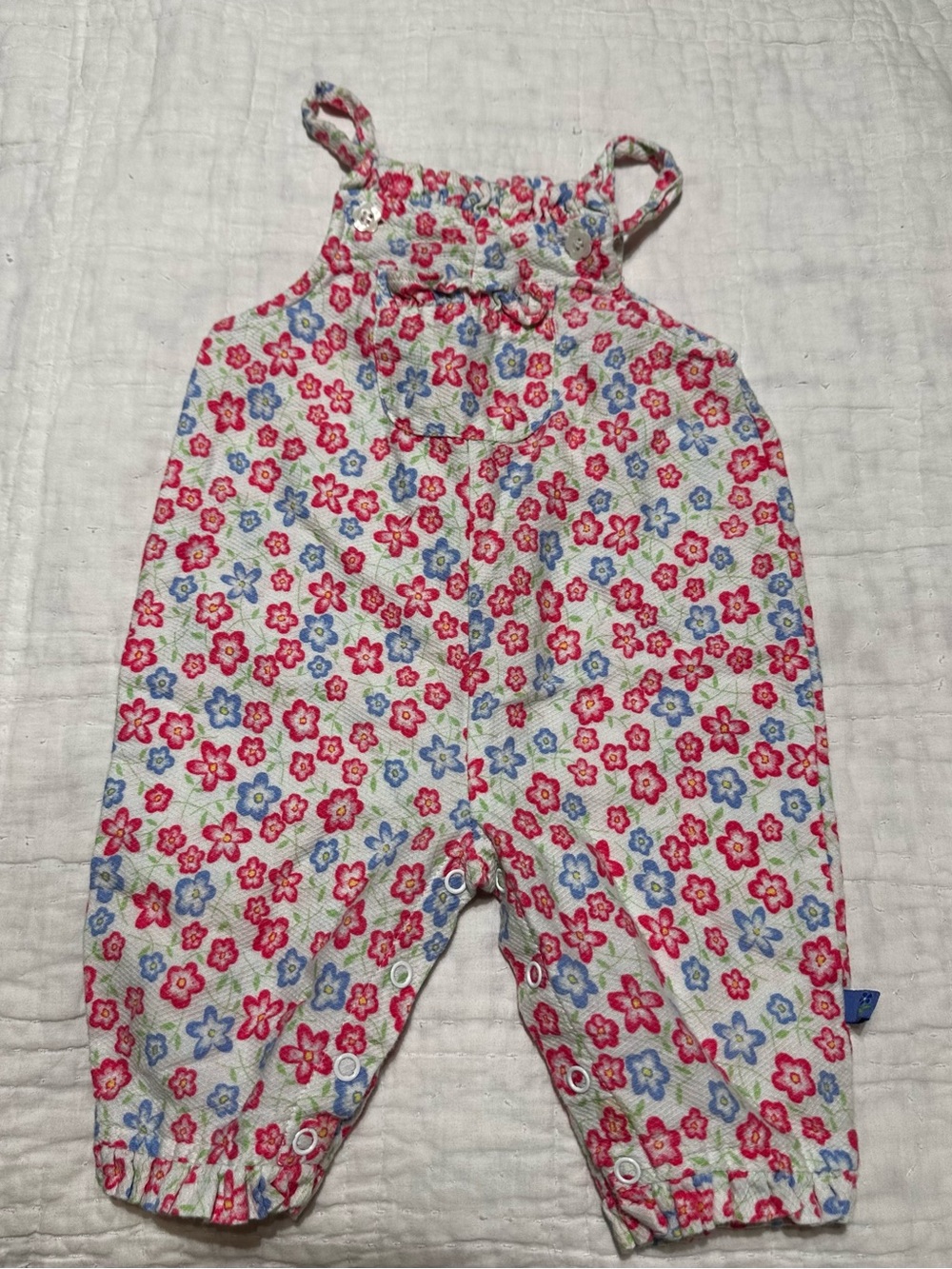 Vintage Baby Floral Romper - Pink & Blue Flower Print